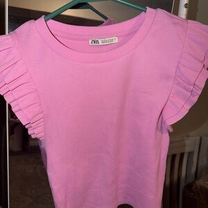 Zara Pink Ruffle Sleeve Top